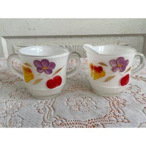 Vintage 1950s Gay Fad Bartlett-Collins Hand Painted Fruit Creamer & Sugar